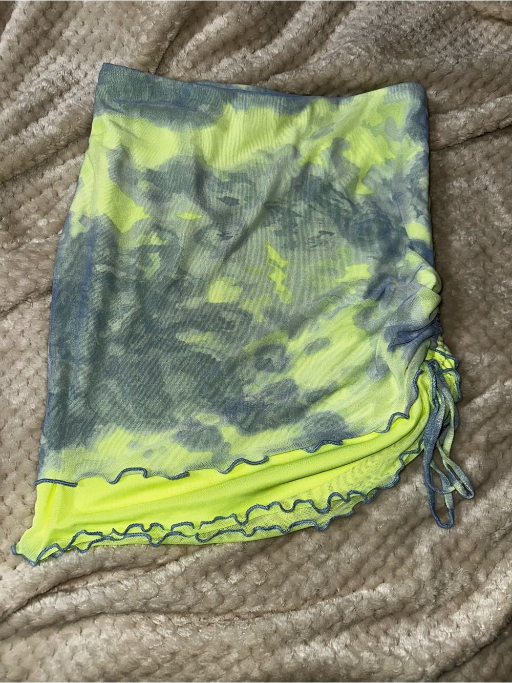 wild fable Neon Yellow & Gray Tie-Dye Ruched Swim Cover Skirt